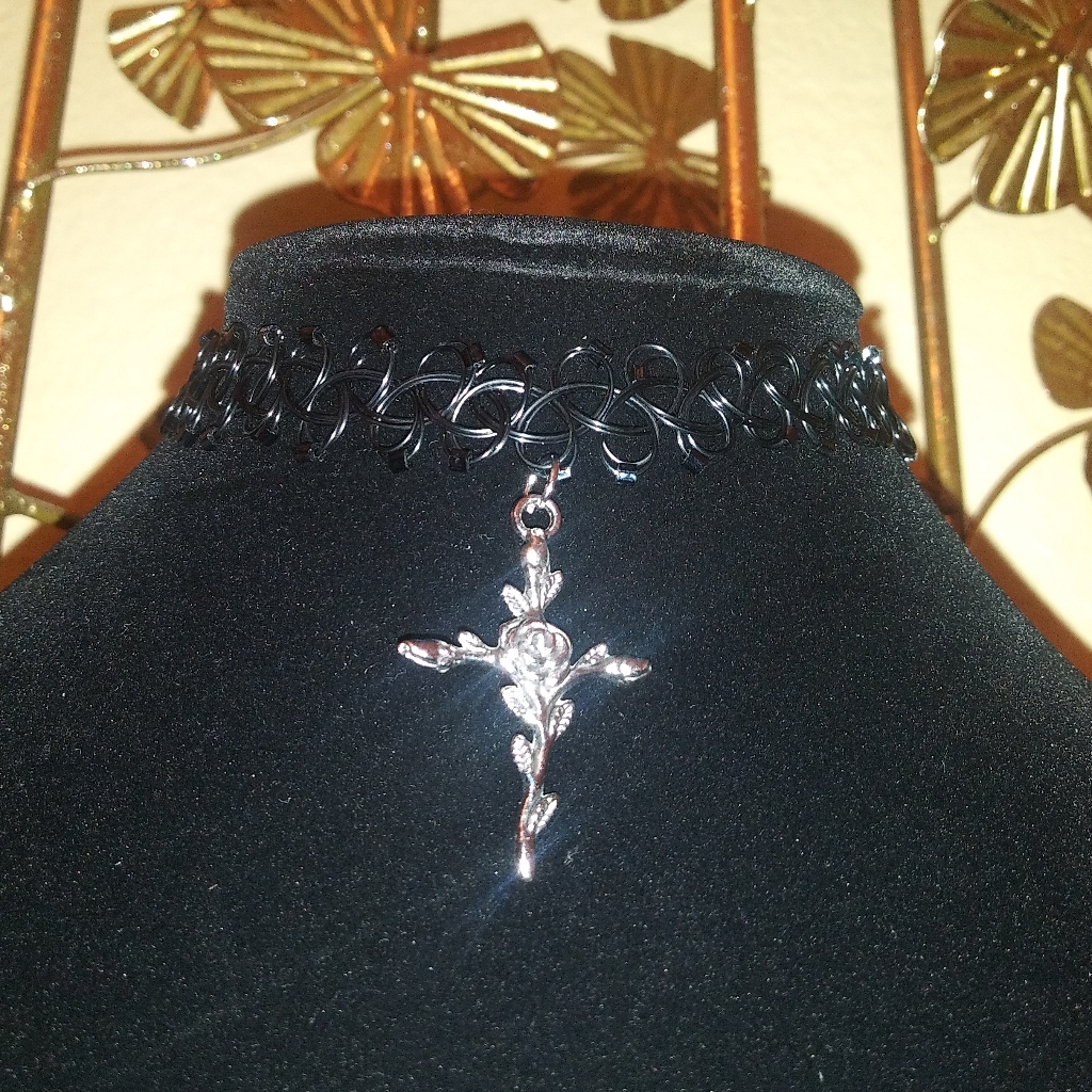 Cross Tattoo Choker Charm Necklace